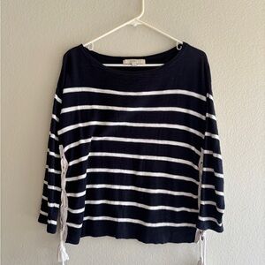 Ann Taylor Loft Navy Striped Long Sleeve Top